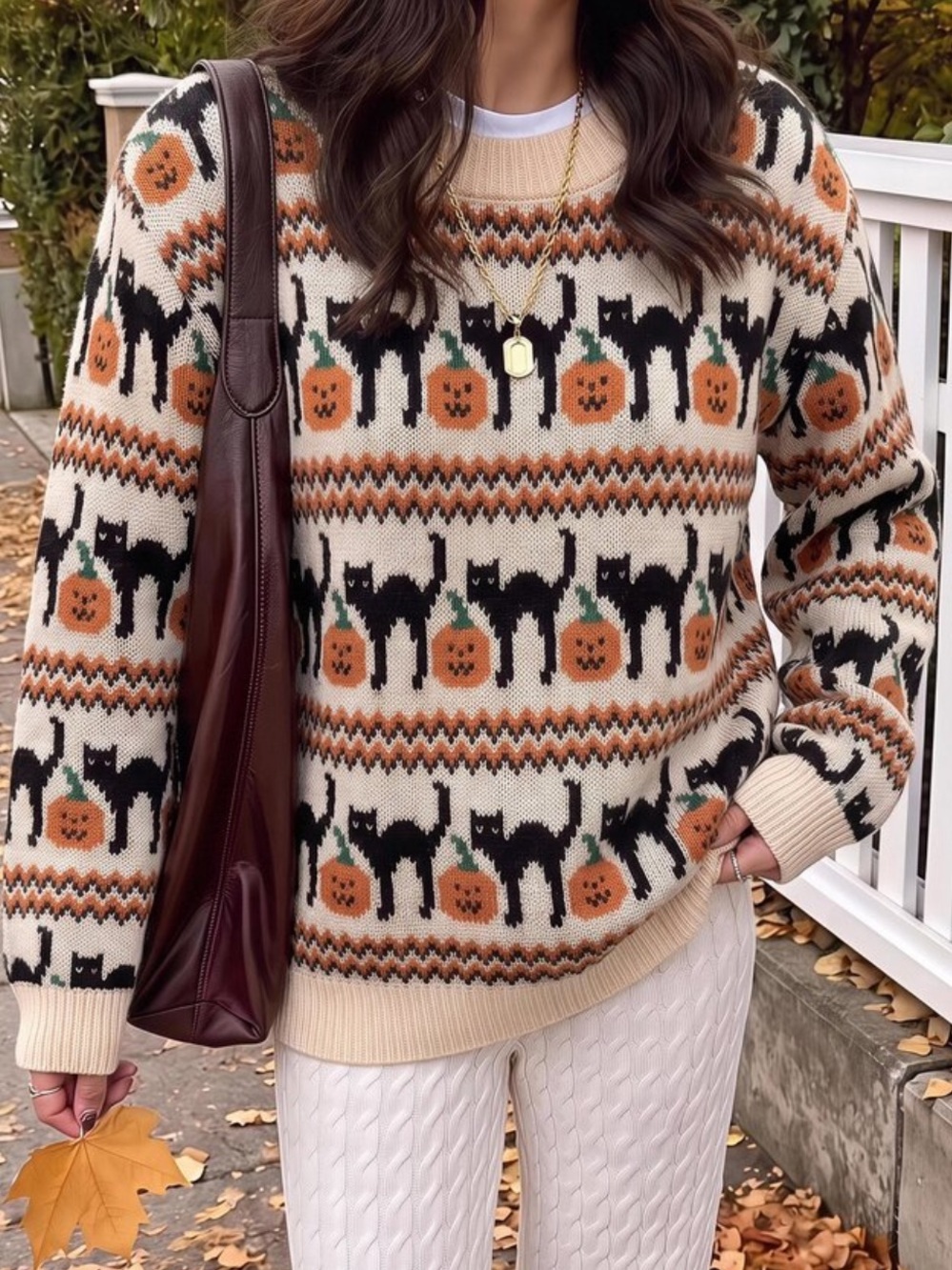 Halloween 🎃 🐈⬛ Motif Knit Sweater